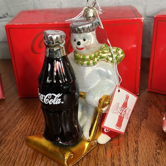 Kurt Adler Polonaise Coca Cola Polar Bear, Santa, Snowman Christmas Ornaments - Picture 3 of 12